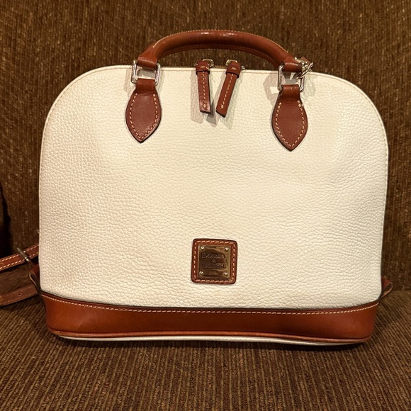 Dooney & Bourke Pebble Grain Zip Zip Satchel in White - Picture 1 of 15